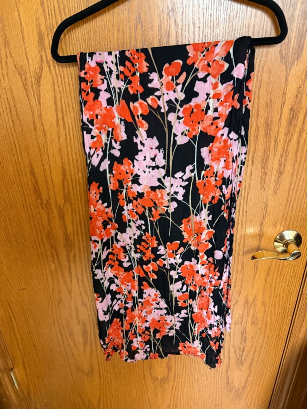 Talbots Floral Scarf with Coral and Light Pink Blooms